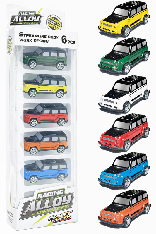 Learn With Fun 6 Pcs Die Cast Metal Mini Racing G Wagon Car Toy for Boys Girls Kids(Yellow, Green, White, Red, Blue, Orange, Pack of: 6)