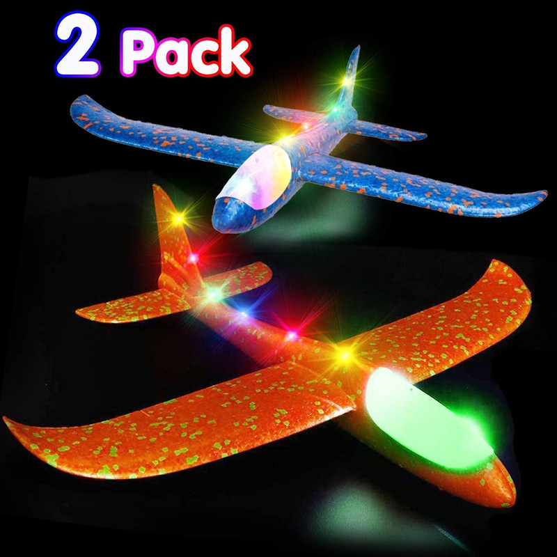 Riddhi Crafts Pack of 2 Foam Aeroplane Toy, Large Throwing Foam Plane Toy, Light Glider Plane(Blue, Orange, Pack of: 2)
