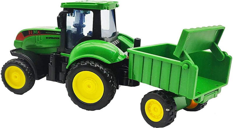 calyxia Pull Back Vehicles Farm Tractor Truck with Trolley, Friction Power Toy Tractor(Green, Pack of: 1)