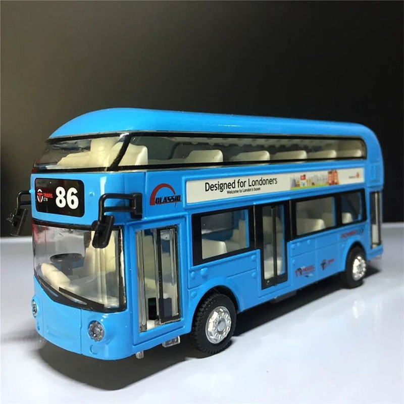 DEZICON Double Decker Bus Alloy Metal Die-cast blu-DZE349(Blue)
