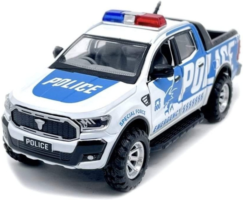 viaan world New Launch Blue Hawk Police Front & Tail Gate Door Openable Car Toy(Blue, White, Pack of: 1)