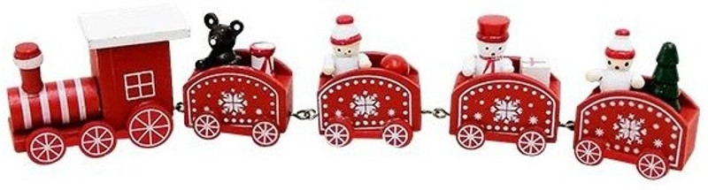 Radhya Accessories Christmas Wooden Train with 4 compartments alongwith engine for Kids(Red, Pack of: 1)