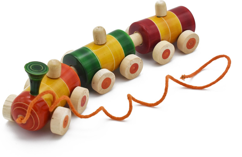 justhandmade Wooden Pom Pom Pull Along Toy -Train(Multicolor, Pack of: 1)