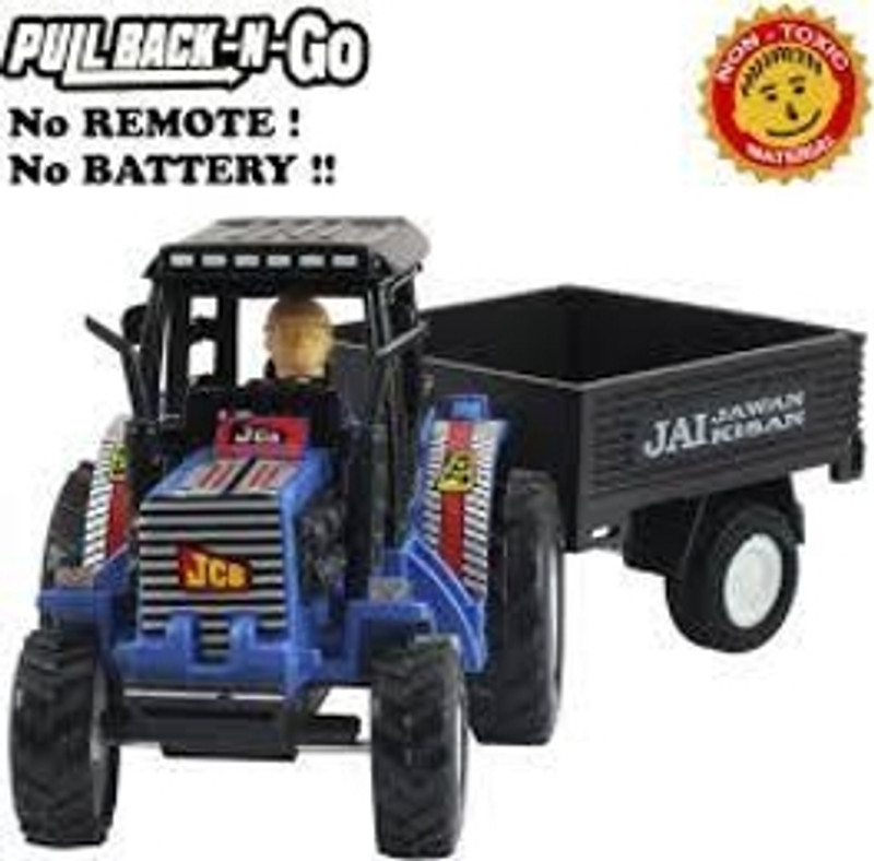 Veryke Medium size friction powered plastic tractor toy with trailer wagon behind(Multicolor, Pack of: 1)