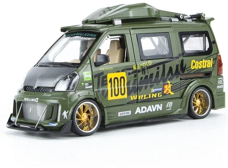 Zuuluzrs 1:24 Scale Wuling Van Toy Modified Alloy Metal Pull Back Die-cast Car(Multicolor)
