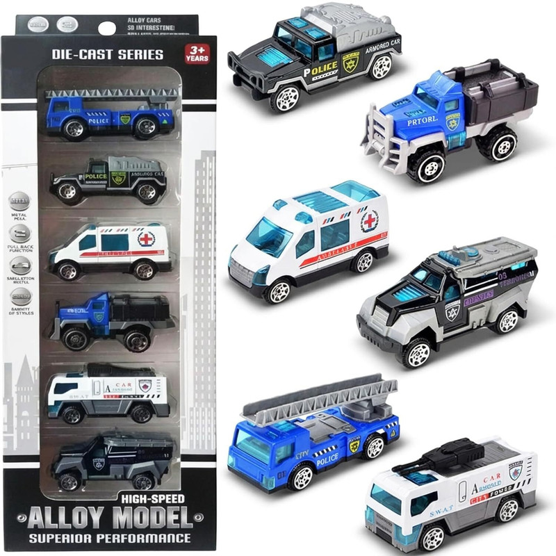 TOYXIITY MALL Die-Cast Alloy Vehicle Set for Kids Police Ambulance & SWAT Car Models(Multicolor)