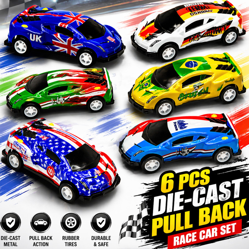 Stellar International Speed Racers 6-Piece Die-Cast Pull Back Mini Car Collection Set(Lambo 6 Pc Car Set, Pack of: 6)