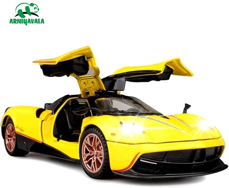 ARNIYAVALA 1/32 scale Pagani Huayra Dinastia die-cast metal toy car , pull back toy car(Yellow)