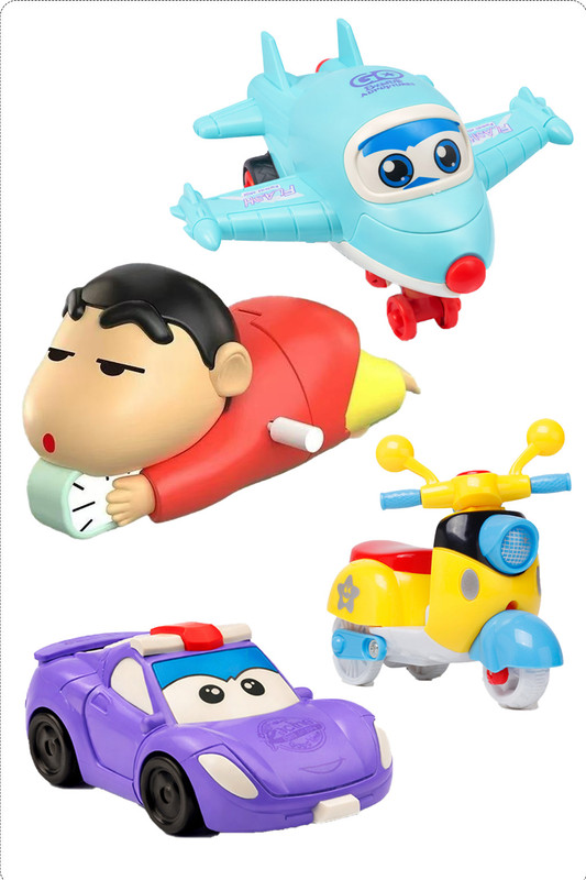 Tinytoy 4 in 1 Kids Toy Combo Plane, Car, Scooter & Shin-chan(Multicolor, Pack of: 1)