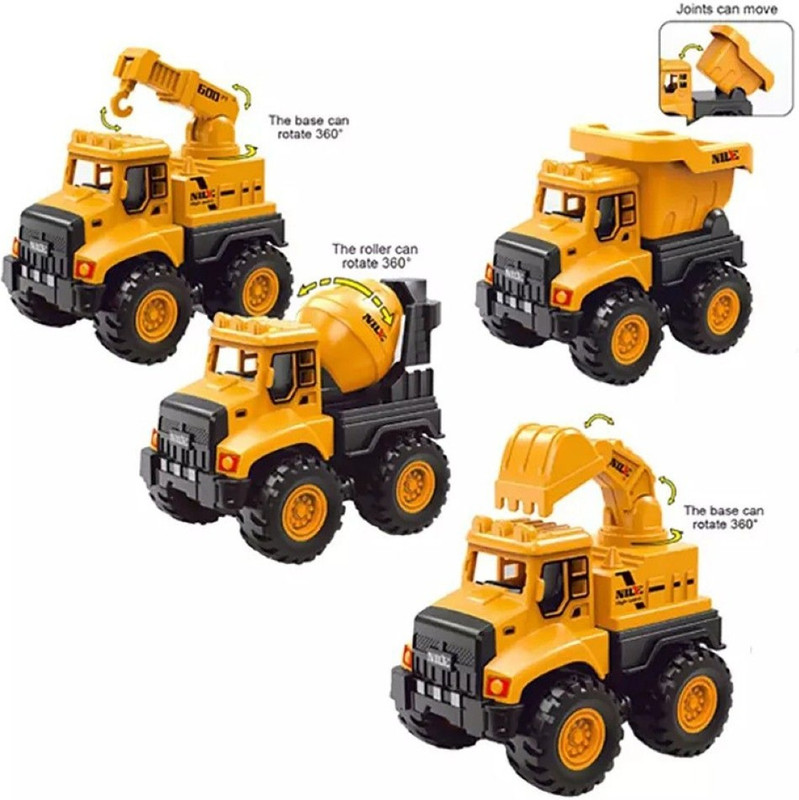 SKBD Jcb Toy Excavator, Dump ,Cement Truck and Crane SKD(Yellow, Pack of: 4)