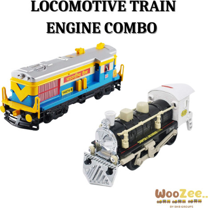 WooZee LOCOMOTIVE TRAIN ENGINE TOY COMBO ||PULLBACK ACTION||ABS PLASTIC||KIDS TOY(ASSORTED COLOR, Pack of: 2)