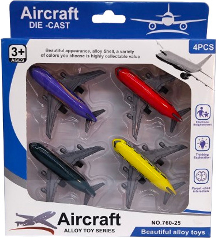 CrazyBuy Mini Diecast Airplane Alloy Toy Pull Back Alloy Model Planes Toys for Kids(Multicolor, Pack of: 4)