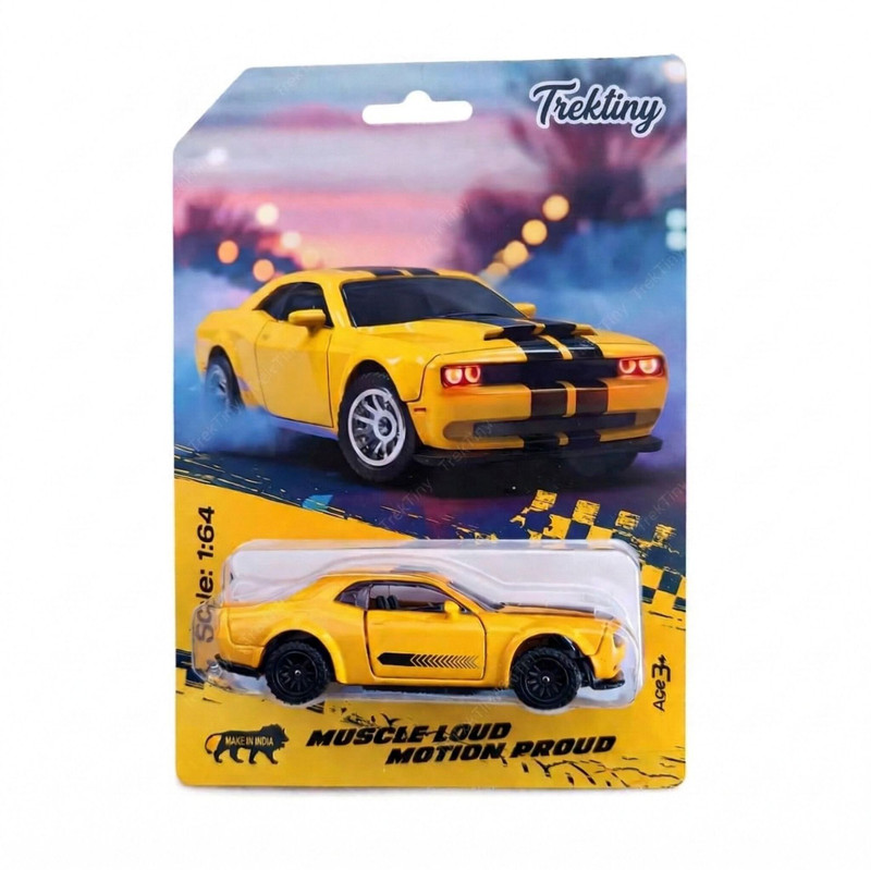 TrekTiny 1:64 Mini Hellcat Challenger SRT Demon Diecast Toy Car for Kids(Yollow, Black, Blue, Red, Green, Pack of: 1)