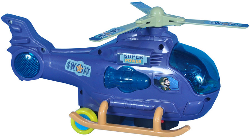 KOKEE TOYS Battery Operated Cartoon Helicopter Toy for Kids with Lights & Music(Blue, Pack of: 1)