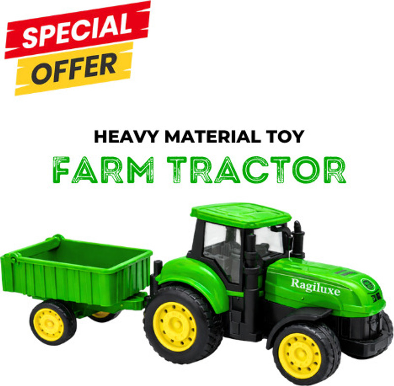 Ragiluxe Green Tractor Toy with Trolley, Durable Farm Toy for Kids(Green, Pack of: 1)