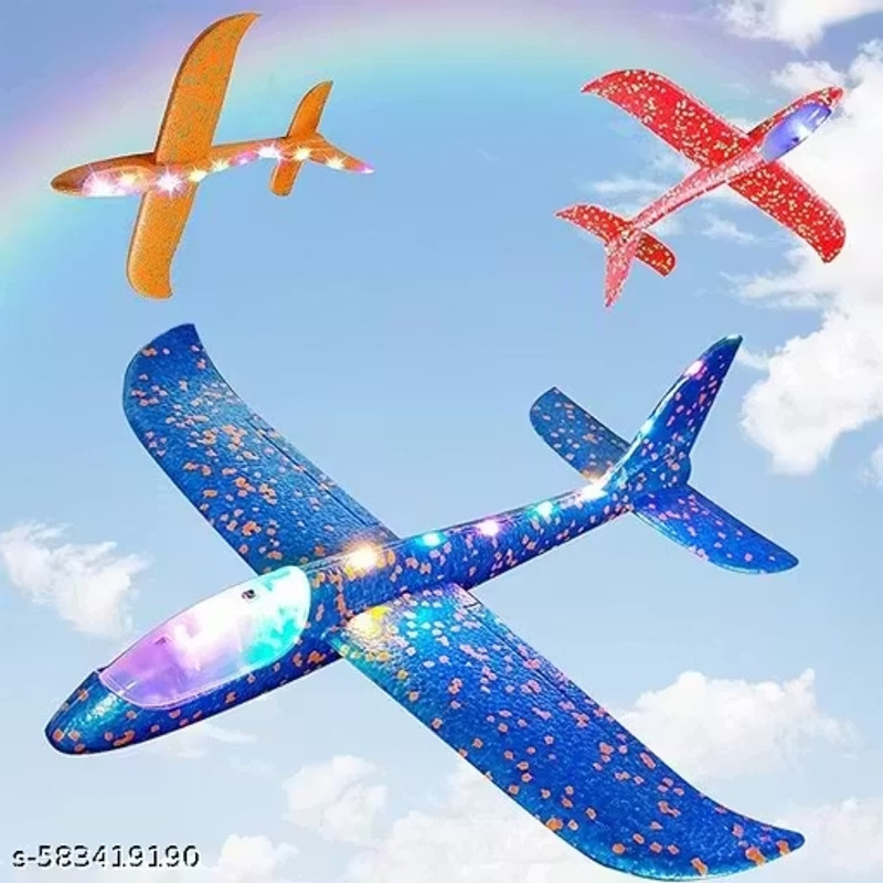 GoBaby Throwing Foam Plane, Dual Flight Mode, Airplane Gliders, Flying, Outdoor Toys(Red, Orange, Blue, Yellow, Pink, Pack of: 3)