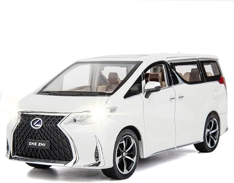 PEZYOX Model Car 1/24 Lexus LM300 Pull Back Collectible Toy Car with Light and Sound(White, Pack of: 1)