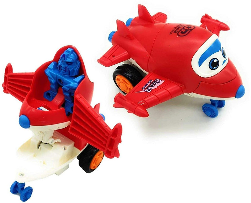 KHYALI Mini Friction Power Aeroplane Toy with De-Formation Robot Function for Kids|K40(Multicolor, Pack of: 1)
