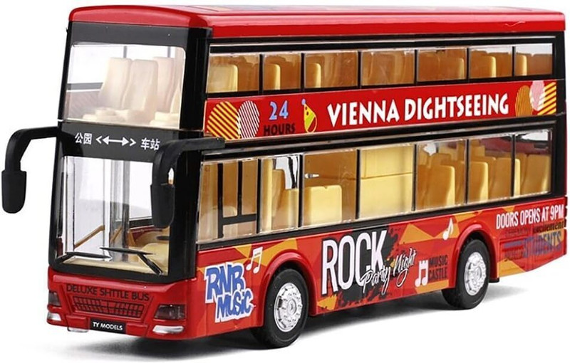 deoxy 1:32 Scale Diecast Double Decker Sightseeing Airport Bus Toy Car for Children's(Black, Pack of: 1)