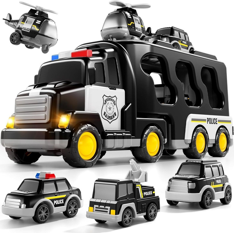 CountryLink 5 in 1 Police Truck Toys Police Rescue Vehicle Car Trucks Bus Helicopter for Kid(Black, Pack of: 1)