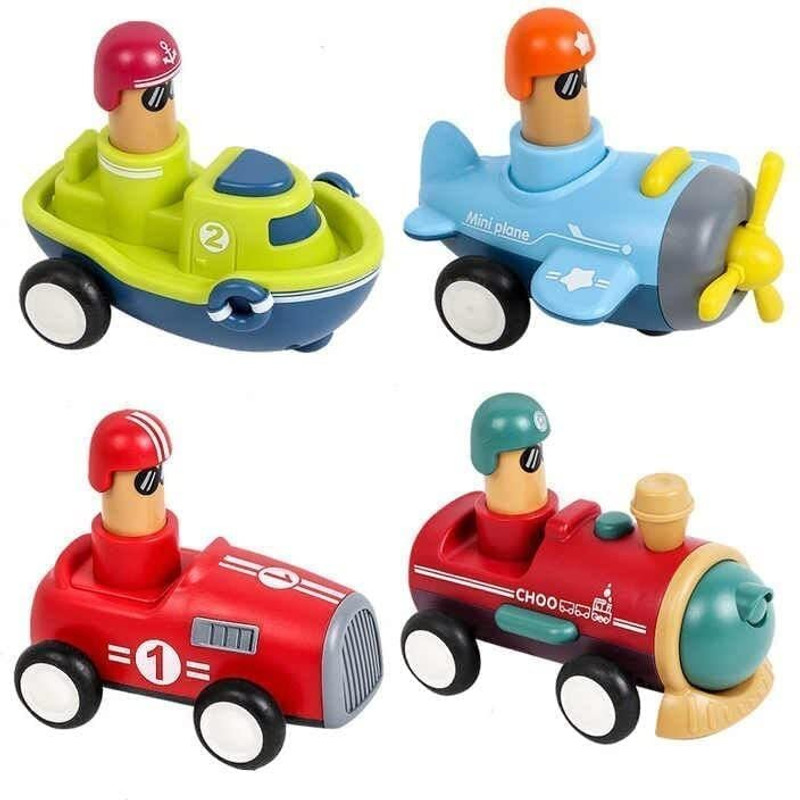 shreenik Push &Go with pull back Friction Vehicles (Including Train, Plane, Boat, Car)(Multicolor, Pack of: 4)