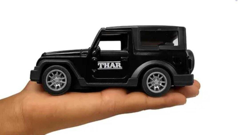 SRT METAL CAR TOY VEHICLE OPEN DOOR FOR KIDS BLACK(MAHINDRA THAR ( BLACK ), Pack of: 1)