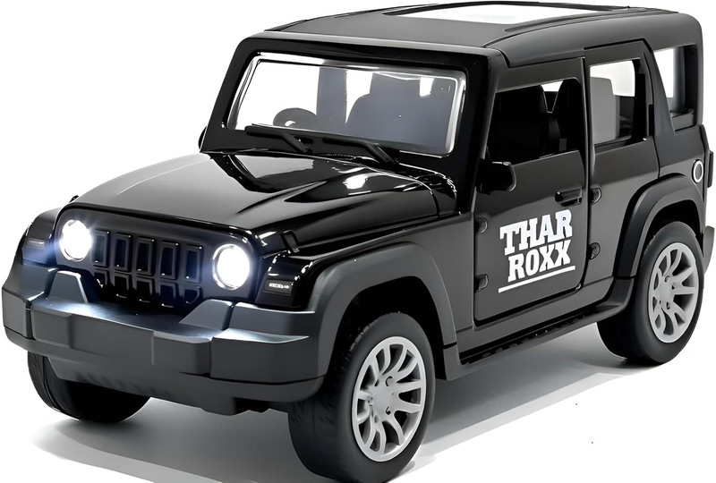 Norexa Black Thar Roxx SUV Toy Car with LED Lights for Kids(Black, Pack of: 1)