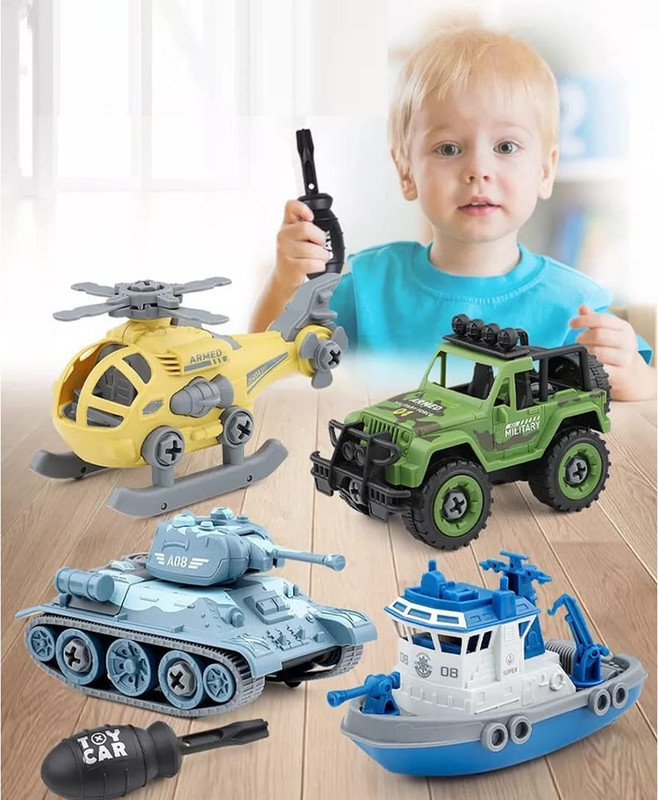 DUWOL DIY Police Vehicle Set Toy Kids Bike Jeep Security Van Helicopter Toy Assembling(Multicolor, Pack of: 1)