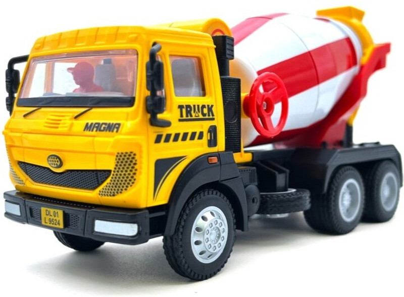 HANAL Magma Concrete Mixer with Pull-Back Action & Rolling Drum(Yellow, Blue, Red, Pack of: 1)