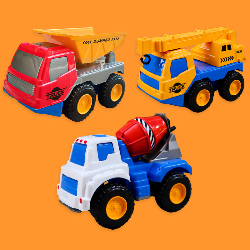 Toy Bharat Free Wheel Construction Toy Set |Builder Series of Mixer,Crane, Dumper Set of 3(Multicolor, Pack of: 3)