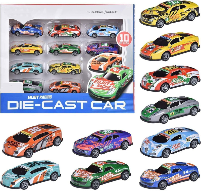 Super Toy 10 Unbreakable Racing Mini Diecast Car Models Set for Kids(Multicolor, Pack of: 10)
