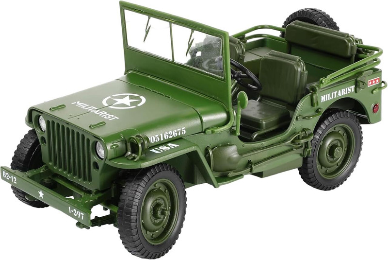 Magicwand 1:18 Die-Cast Willlys Jeeep with Open Bonnet,Front Windscreen & Working Steering(Military, Pack of: 1)