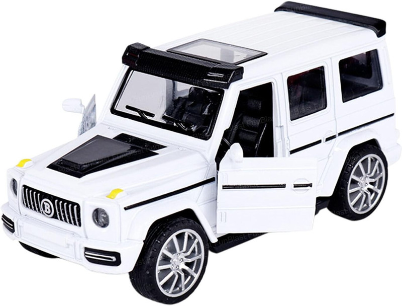FunBlast Die-Cast Metal Car for Kids – Realistic Pull Back Toy Car with Openable Doors, S(White)