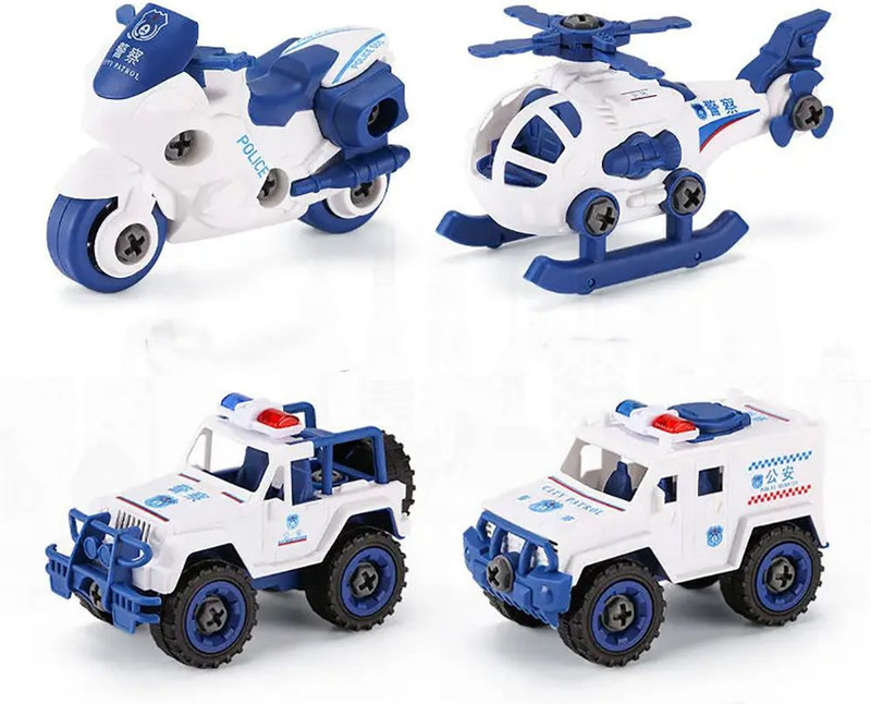 RUTSHRA DIY Police Vehicle Set Toy KidsAM60(Multicolor, Pack of: 1)