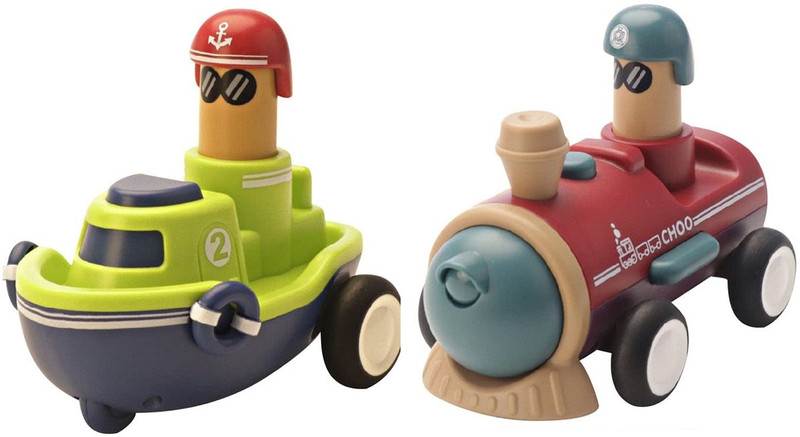 shreenik Push and Go Friction Powered Vehicles Transport (Including Racing car & Train)(Multicolor, Pack of: 2)