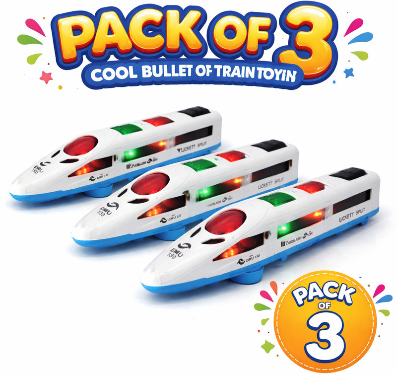 Toy Giants Pack of 2 Turbo Bullet Train Toy Bump & Go Metro Train High Speed Fun For Kids(Multicolor - Pack of 2, Pack of: 2)