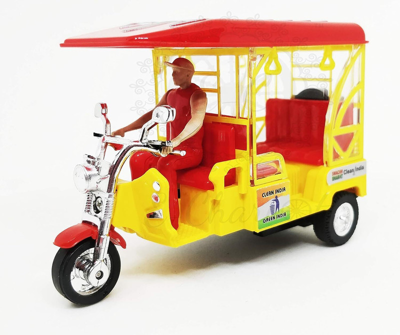 Play Haven e Rickshaw with pull back action and Spare rear Wheel,RED(Red, Multicolor, Pack of: 1)