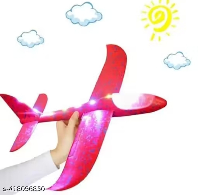 GoBaby Throwing Foam Plane with Led Flashing Light, Aeroplane , Flying Aircraft(Blue, Pink, Red, Green, Yellow, Pack of: 2)