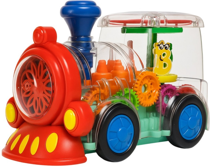 IndusBay Bump & Go Transparent Gear Train Engine Light Sound(Multicolor)