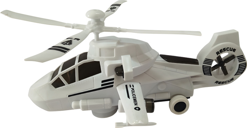 TOYOMAA Combat Fighter Projection Swat Helicopter Chopper Toy with Light, Music for Kids(White, Pack of: 1)