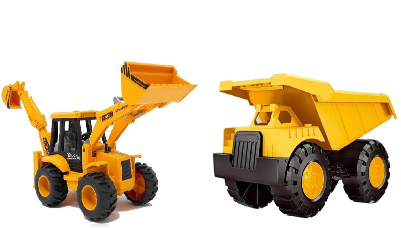 rainbow toys High-Quality ABS Plastic JCB and Tipper Toy Vehicles for Adventurous Kids(Multicolor, Pack of: 2)