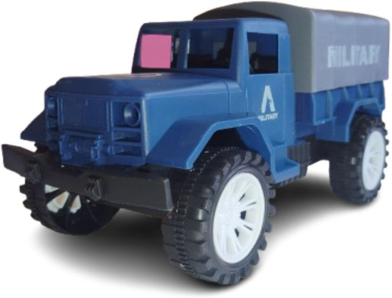 TKS PAPA TOYS Plastic Military Truck Pull Back Plastic Military Medium Size Friction(Blue)