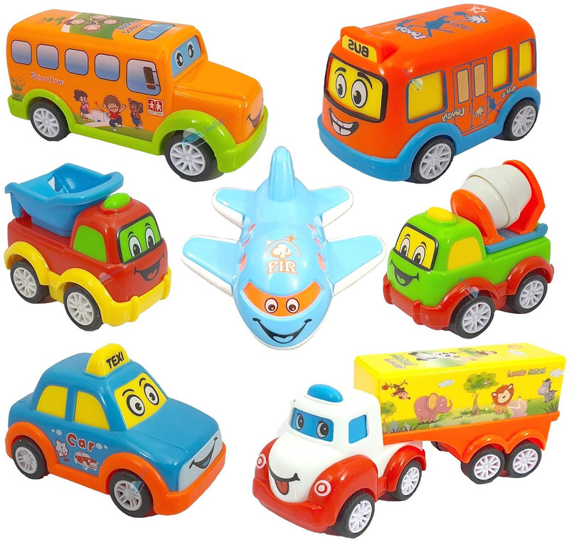 Time 2 toys Fun Auto Unbreakable Pull Back Transportation Vehicles Car Set Of 7(Multicolor, Pack of: 1)