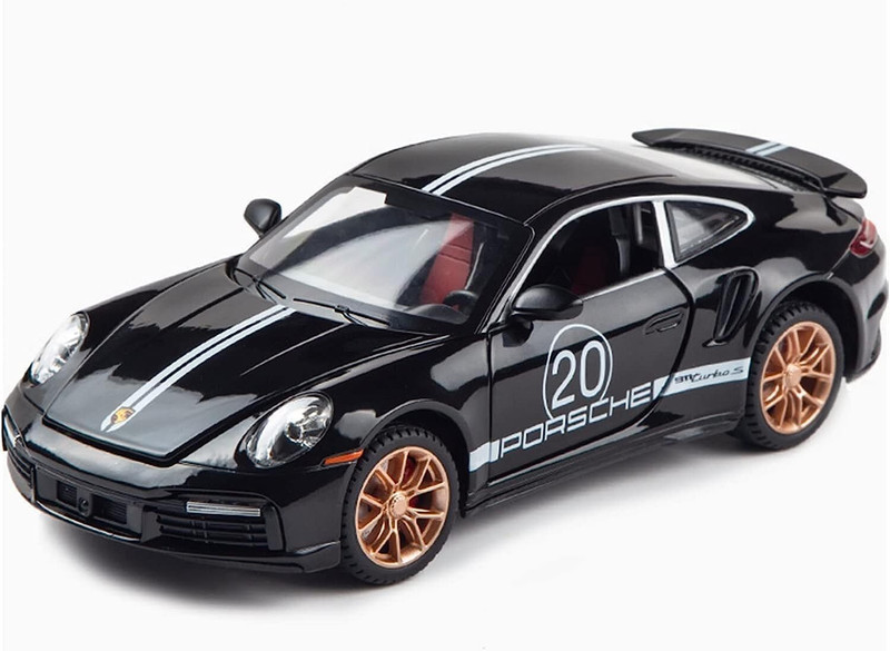 deoxy Children'toy Simulation 911 S Alloy Metal Diecast 1:32 Scale Pull Back car(Black, Pack of: 1)