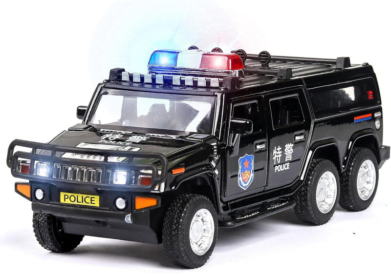 Akvanar 1:32 Hummer Police Metal Diecast Model Alloy Six-Wheel Pull Back Car Sound Light(Multicolor, Pack of: 1)