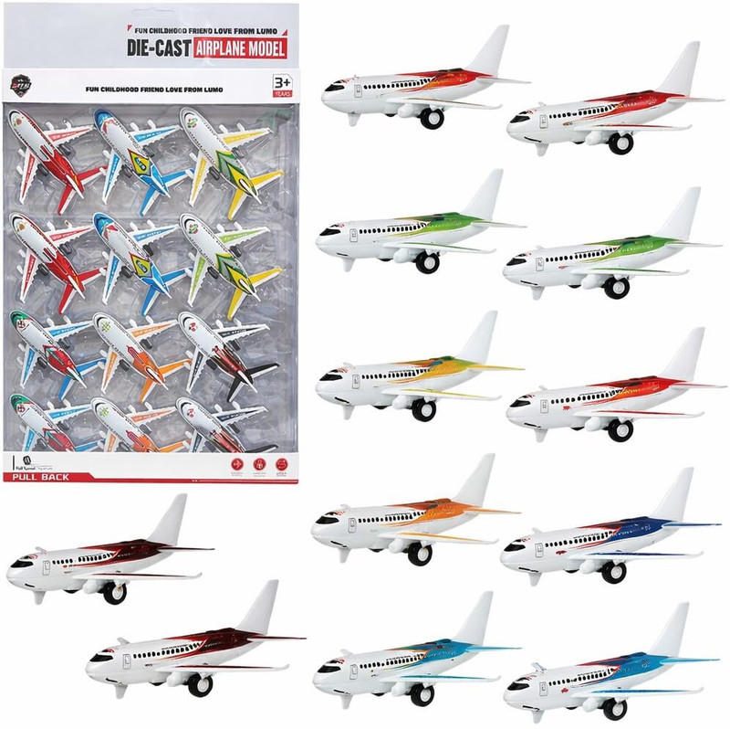 FunBlast Airplane Model Toy Set for Kids,12 Pcs; Mini Aircraft Toys for Kids Boys & Girls(Multicolor, Pack of: 12)