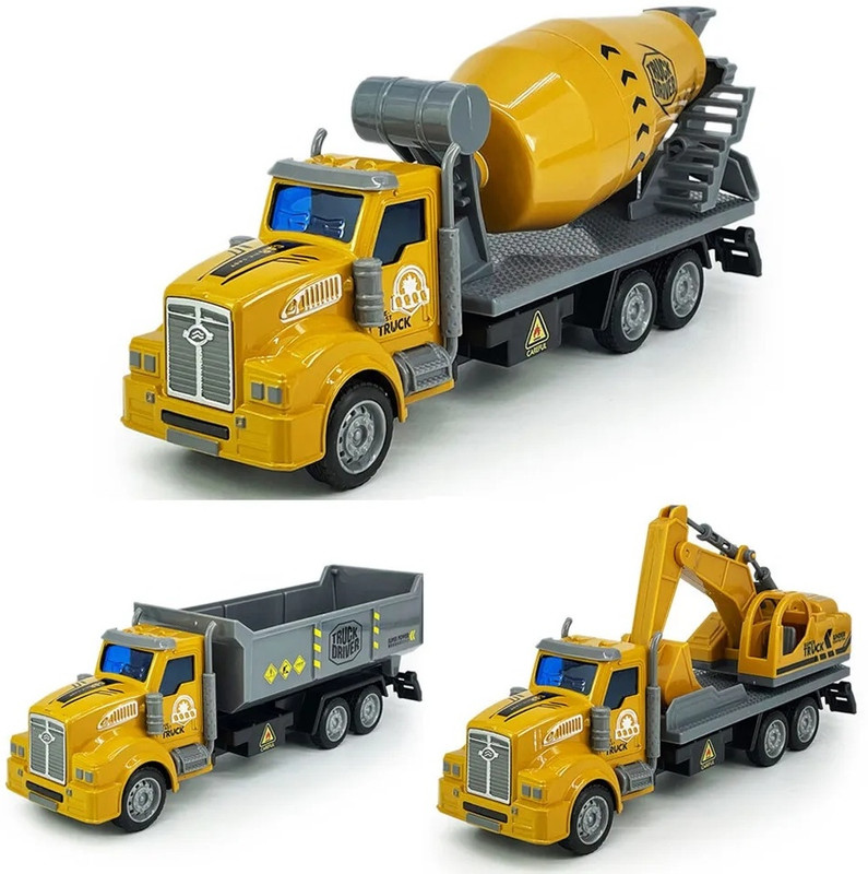 FUNABLO 1:36 Excavator Mixer Dump Truck Construction Model Truck Diecast for kids toys(Yellow)