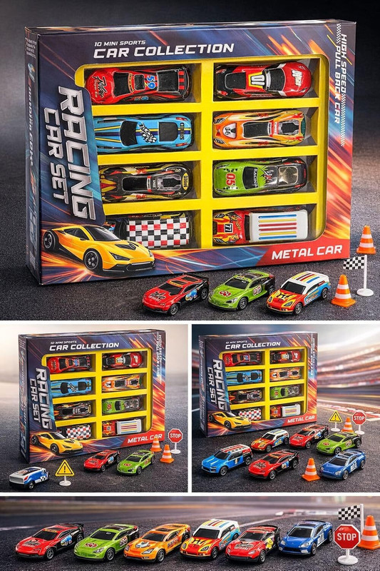 KHASALA BROTHERS 10 Mini Racing Metal Pull Back Car Set for Kids(Multicolor, Pack of: 10)