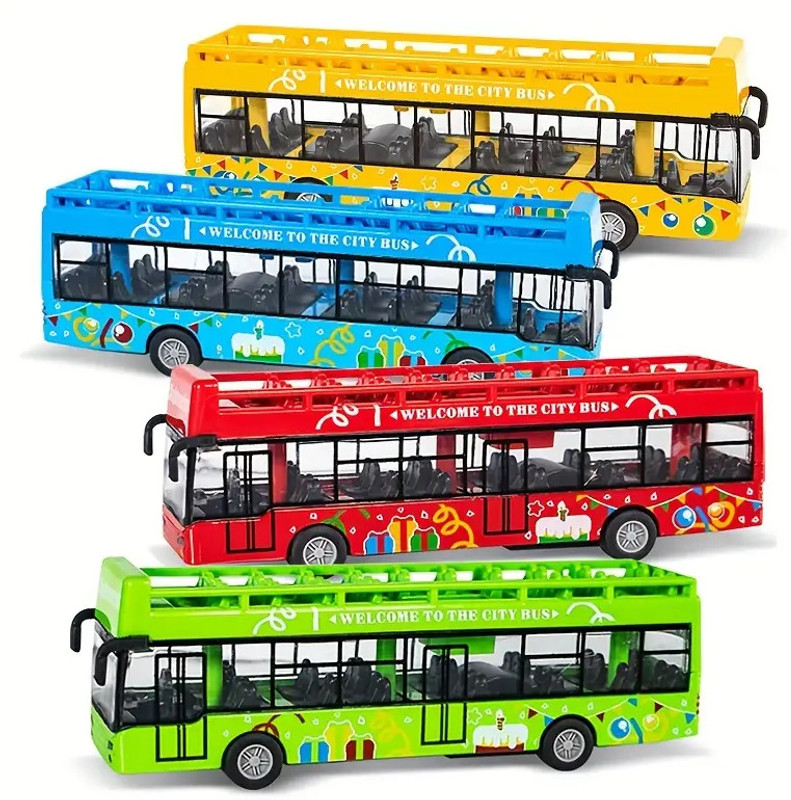 Arizuul City Transport Double Decker Bus Toy Open Door Deluxe Bus Toy(Blue, Green, Red, Yellow, Pack of: 1)