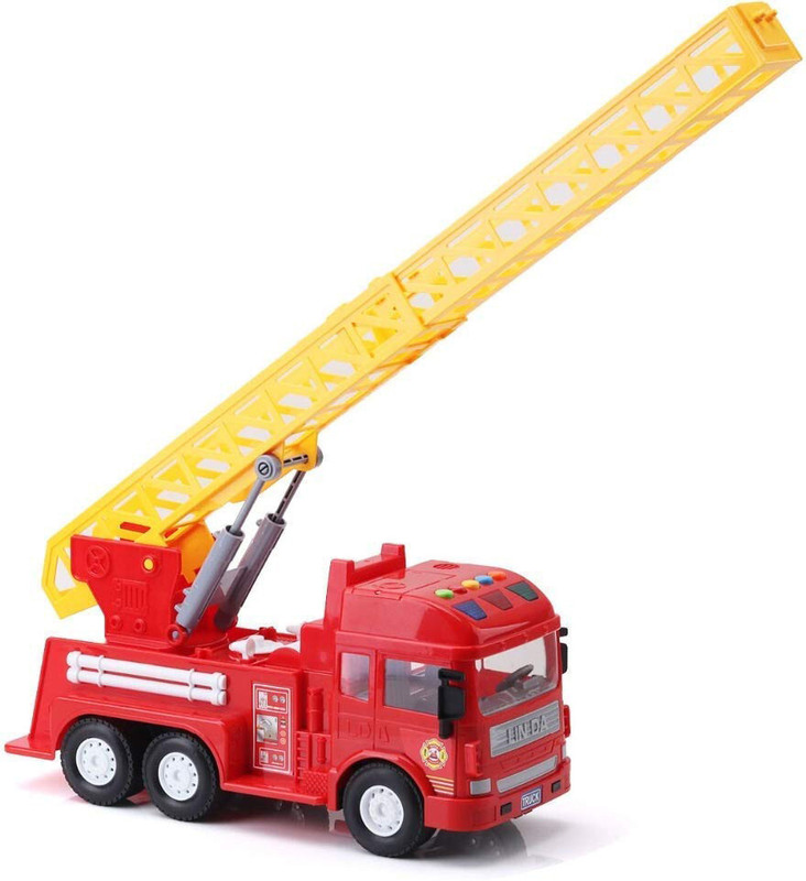 DUVEXA Crane Truck Fire Rescue Friction Powered Toy DX(Yellow, Red, Pack of: 1)